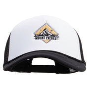 Mount Everest Badge Embroidered Big Foam Mesh Truck Cap - White-Black XL-3XL