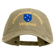 U.S. Army 23rd Infantry Division Embroidered Washed Solid Pigment Dyed Cotton Twill Brass Buckle Cap - Khaki OSFM