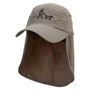 Walking The Dog Embroidered Men's UV 50+ Drawstring Flap Cap - Olive OSFM