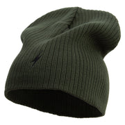 Lighting Bolt Embroidered Big Size Cotton Short Beanie - Olive XL-3XL