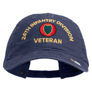 U.S. Army 24th Infantry Division Embroidered Washed Solid Pigment Dyed Cotton Twill Brass Buckle Cap - Navy OSFM