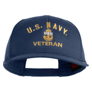 USN Veteran Military Embroidered Solid Cotton Twill Pro Style Cap - Navy OSFM