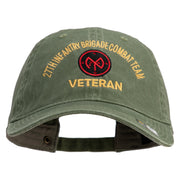 U.S. Army 27th Infantry Brigade Combat Team Embroidered Washed Solid Pigment Dyed Cotton Twill Brass Buckle Cap - Olive OSFM