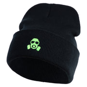 Cyber Gas Mask Logo Embroidered 12 inch Cuffed Knit Long Beanie - Black OSFM