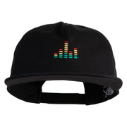 Sound Equalizer Embroidered 5 Panel Cotton High Profile Flat Bill Unstructured Cap - Black OSFM