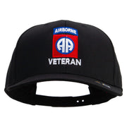 Licensed 82nd Airborne Veteran Embroidered Solid Cotton Twill Pro Style Cap - Black OSFM