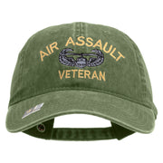Licensed Air Assault Veteran Embroidered Washed Solid Pigment Dyed Cotton Twill Brass Buckle Cap - Olive OSFM