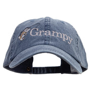 Grampy Fishing Embroidered Big Size Washed Pigment Dyed Cap - Navy XL-3XL