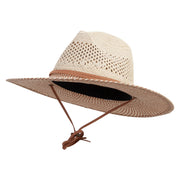 Women's 3.5 Inch Brim Woven Paper Hat - Brown-Tan OSFM