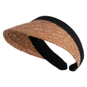 Sewn Braid Wheat Straw Clip on Sun Visor - Lt-Brown OSFM