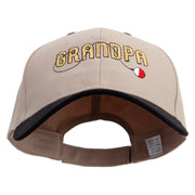 Grandpa Fishing Embroidered Big Size High Profile Twill Cap - Khaki-Black XL-3XL