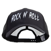 Rock and Roll Embroidered Big Size Solid Cotton Twill High Profile Mesh Pro Style Cap - Black XL-3XL
