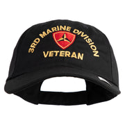 3rd Marine Division Veteran Embroidered 6 Panel Unstructured Cotton Twill Cap Made in USA - Black OSFM
