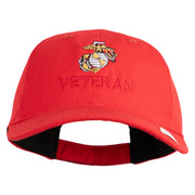 Marine Veteran Embroidered 6 Panel Unstructured Cotton Twill Cap Made in USA - Red OSFM