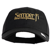 United States Marines Semper Fi Embroidered 6 Panel Unstructured Cotton Twill Cap Made in USA - Black OSFM