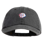 Glitch Skull Embroidered Unstructured Pigment Dyed Cotton Cap - Black OSFM