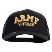 Licensed Army Veteran Letters Embroidered Solid Cotton Twill Mesh Prostyle Cap - Black OSFM