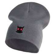 Mothman Head Symbol Embroidered Big Size Superior Cotton Short Knit Beanie - Grey XL-3XL