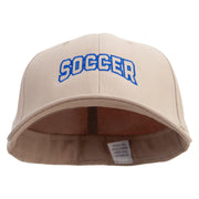 Linear Soccer Logo Embroiderd Big Size Stretchable Deluxe Fitted Cap - Khaki XL-2XL