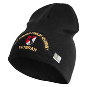 U.S. Army 11th Armored Cavalry Regiment Symbol Embroidered 8 Inch Solid Knit Short Beanie Made in USA - Black OSFM