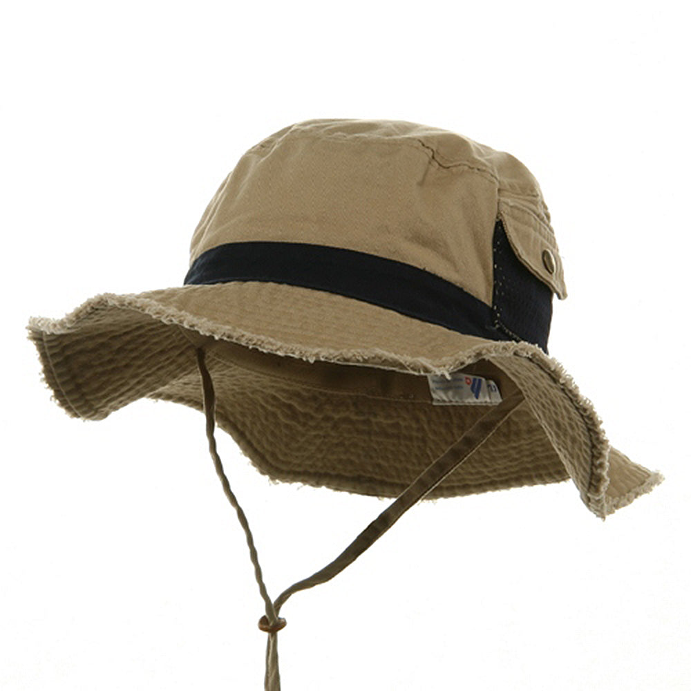 mg Washed Frayed Bucket Hats-Khaki Navy 2XL-3XL W11S39D, Men's