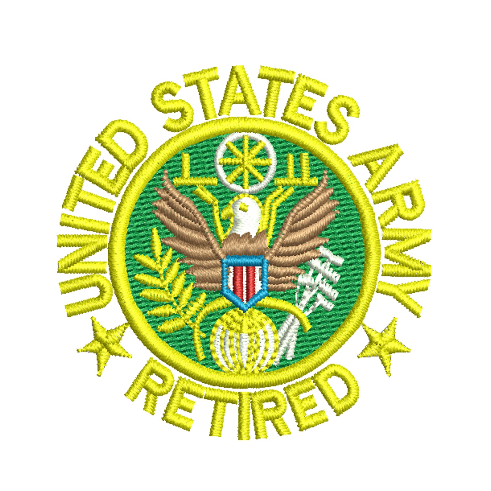 US Army Retired Circle Symbol Veterans/Retired Digitized Embroidery