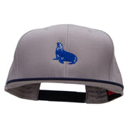 Blue Seal Embroidered Two Tone Superior Cotton Twill Flat Bill Snapback Cap - Navy-Grey OSFM