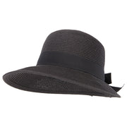 Women's Paper Braid Bow Accented Contrasting Sized Brim Sun Hat
