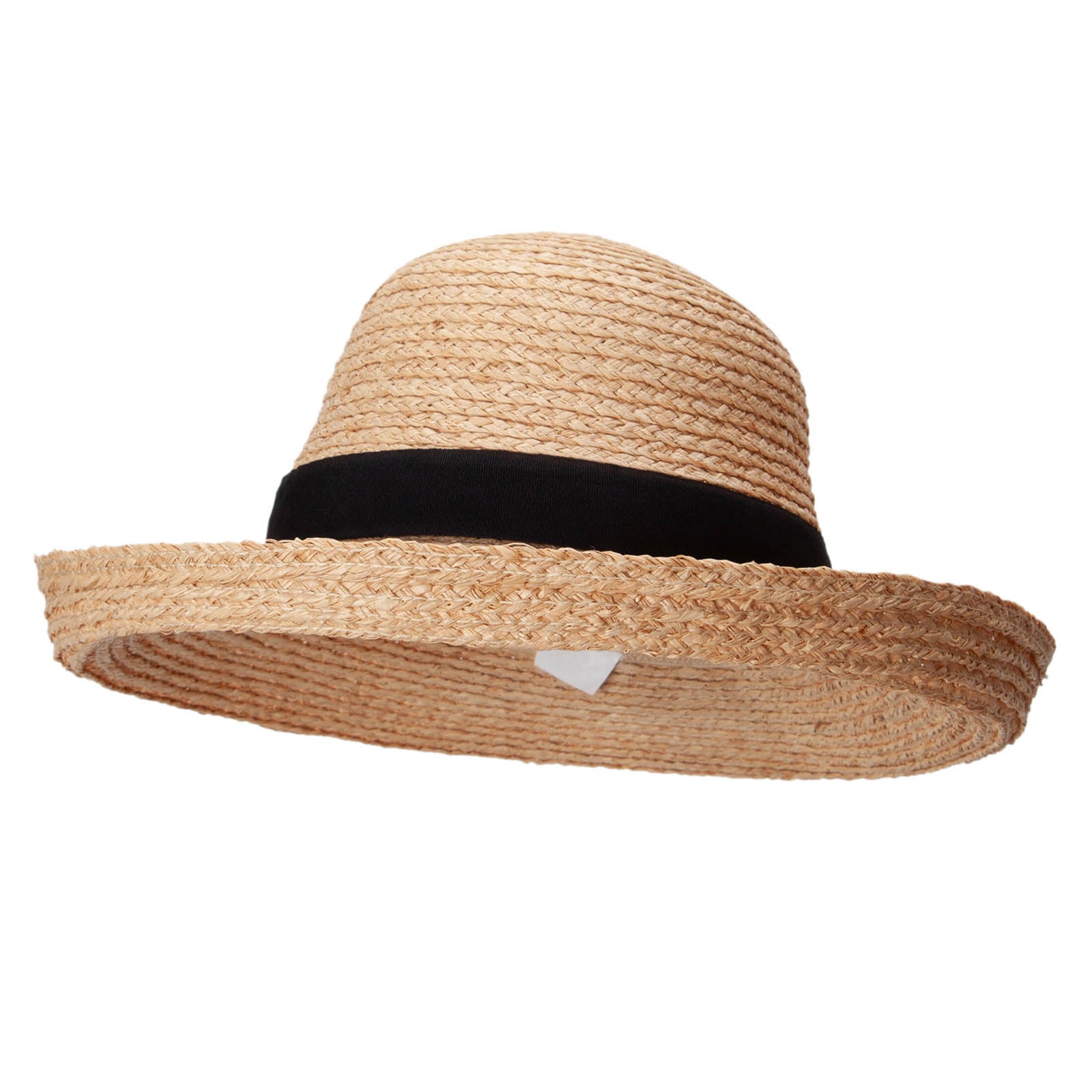 Raffia Fine Braid Black Ribbon Band Hat