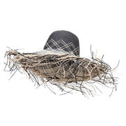Women's Woven Paper Long Fringed Brim - Black OSFM