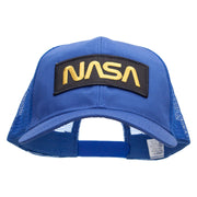 NASA Patched Big Size Solid Cotton Twill High Profile Mesh Pro Style Cap - Royal XL-3XL