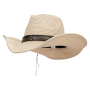 Women's Paper Braid Pinch Crown Cowboy Hat - Beige OSFM