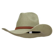 Women's Paper Braid Decortive Crown Cowboy Hat - Green OSFM