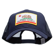 California State Flag Patched Big Size Solid Cotton Twill High Profile Mesh Pro Style Cap - Navy XL-3XL