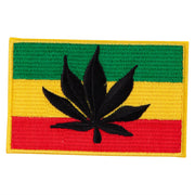 Rasta Flag with Pot Leaf iron on Embroidered Patch