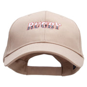 Rugby Word Embroidered Low Profile Structured Cap - Khaki OSFM