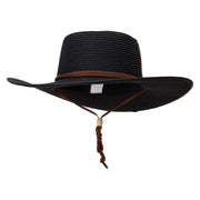 Women's Paper Braid Gambler crown Hat - Black OSFM