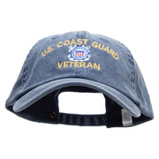 US Coast Guard Veteran Embroidered Big Size Washed Pigment Dyed Cap - Navy XL-3XL