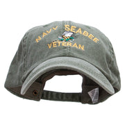 US Navy Seabee Veteran Embroidered Big Size Washed Pigment Dyed Cap - Olive XL-3XL