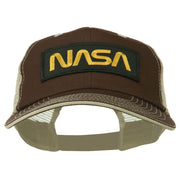 Black NASA Big Size Garment Washed Mesh Patched Cap