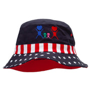 Happy Family Embroidered USA Flag Bucket Hat - Flag M