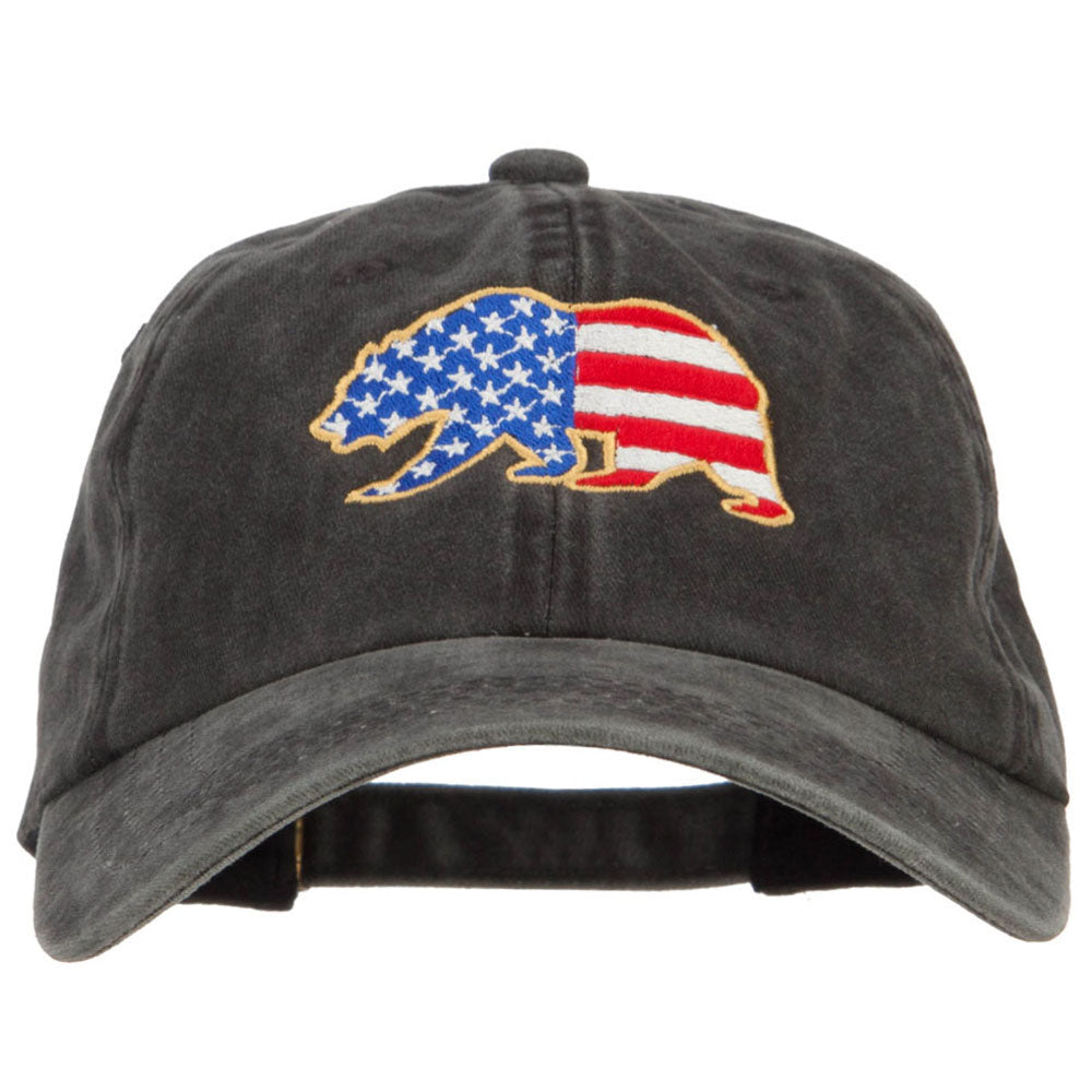 Bear USA Flag Embroidered Washed Buckle Cap Patriot Designed E4Hats bear-usa-flag-embroidered-washed-buckle-cap-patriot-designed-e4hats