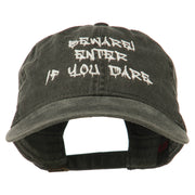 Halloween Beware Enter If You Dare Embroidered Washed Dyed Cap