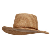 Women's Paper Braid 3" Brim Gambler Crown Hat - Tan-Natural OSFM