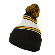 Contrast Jacquard Striped Cuff Watch Cap Beanie