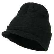 Cuff Knitted Beanie with Visor Bill