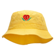 Rose Heart Embroidered Bucket Hat
