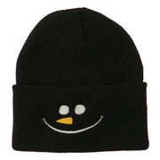 Christmas Snowman Smile Embroidered Beanie