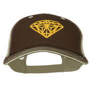 Diamond Outline Embroidered Big Size Washed Mesh Cap