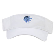 Water Polo Ball Splash Embroidered Pro Style Cotton Twill Washed Visor - White OSFM